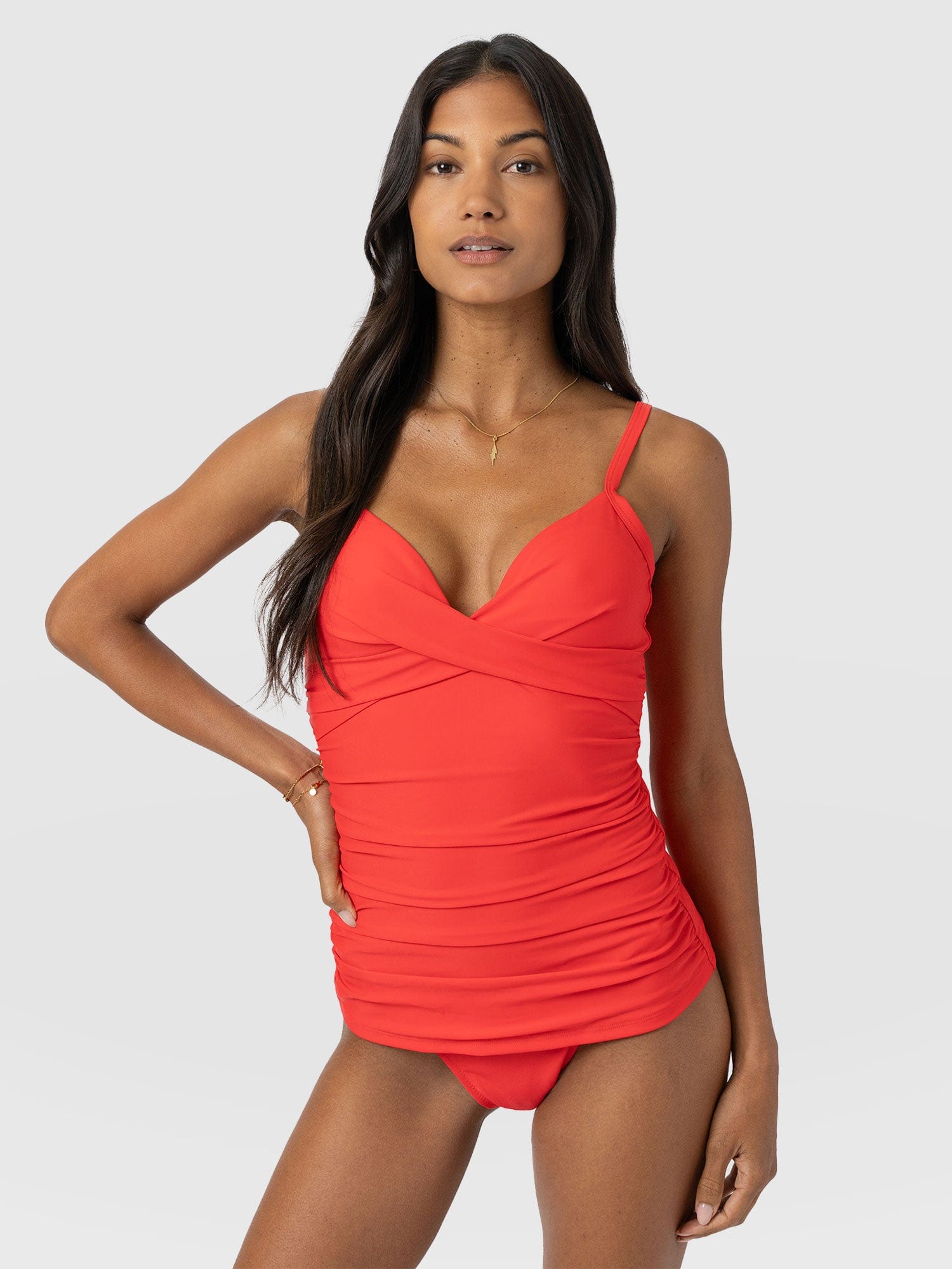 Riley Cross Front Tankini Top - Red - Women's Swimwear | Saint + Sofia® USA